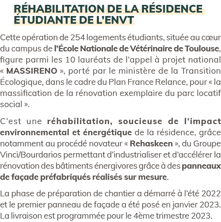 R habilitation de la r sidence tudiante de l’ENVT Cette op ration de 254 logements  tudiants, situ e au c ur du camp...